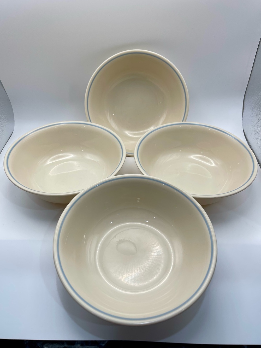 Corelle Blue Lily, First of Spring Cereal Bowls 6.26” Light Blue Trim - Set of 4